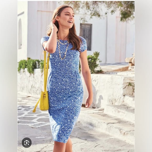 Boden Phoebe Cotton Floral Knit dress Blue size 8R US - Picture 1 of 3